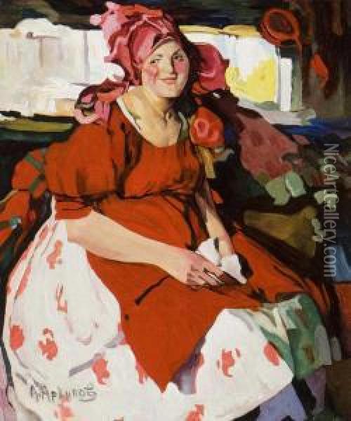 Peasant Girl. Oil Painting - Abram Efimovich Arkhipov