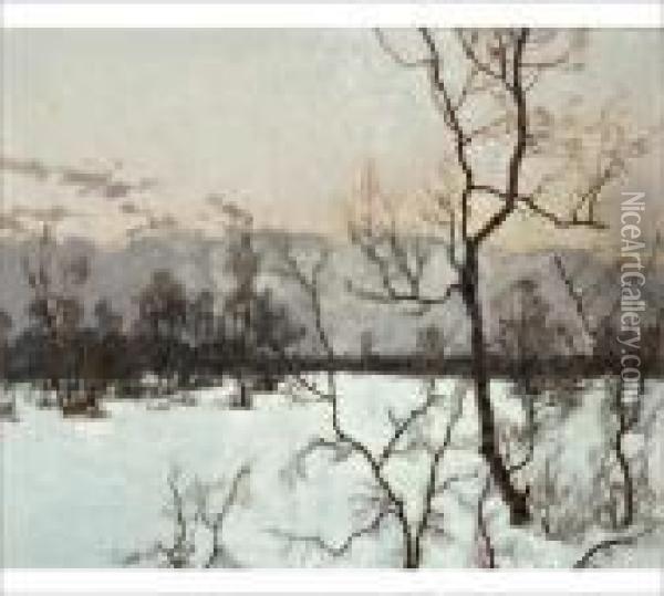 Winter Landscape Oil Painting - Thure Sundell