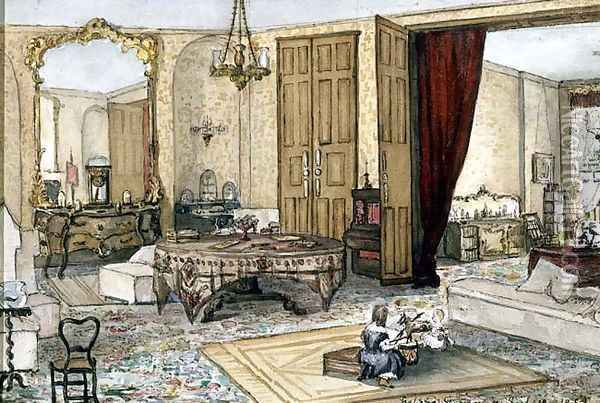 Drawing Room Interior, 1853 Oil Painting - Heloine Stromeyer