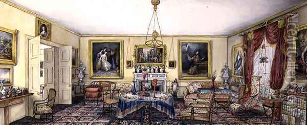 The Drawing Room at Aynhoe, 1845 2 Oil Painting - Lili Cartwright
