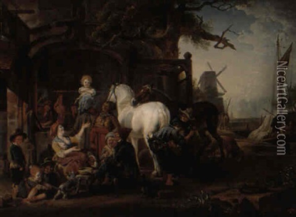 La Famille Du Marechal-ferrant Oil Painting - Jean-Louis Demarne