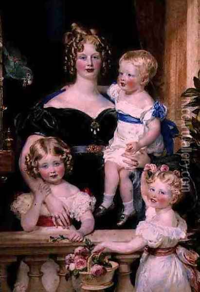 Mrs George Bankes and her Children, Georgina, Maria and Edmond, 1830 Oil Painting - Sir William Charles Ross