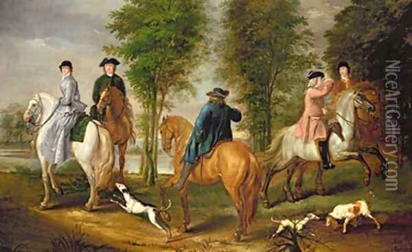 Family Hunting Party 1756 Oil Painting - Judith Lewis