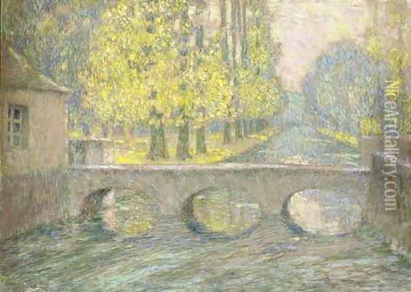Le pont, Gisors, automne Oil Painting - Henri Eugene Augustin Le Sidaner