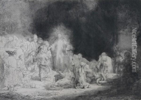 Christ Healing The Sick (the Hundred Guilder Print) Oil Painting - Rembrandt Van Rijn