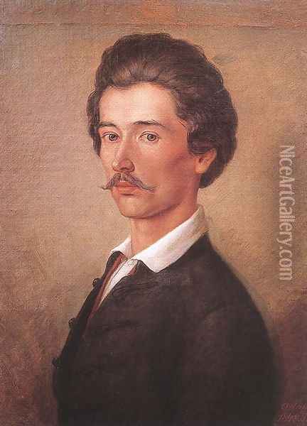 Poet Sandor Petofi 1840s Oil Painting - Soma Orlai Petrich