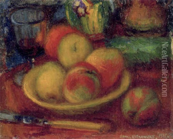 Still Life With Fruit Oil Painting - Sam Ostrowsky