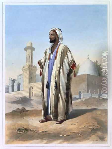 Fellah Dressed in the Haba, illustration from The Valley of the Nile, engraved by Charles Bour 1814-81 pub. by Lemercier, 1848 Oil Painting - Emile Prisse d'Avennes