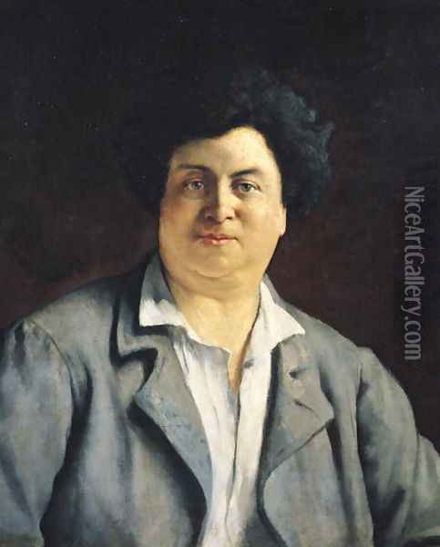 Portrait of Alexandre Dumas pere Oil Painting - Charles-Alphonse-Paul Bellay