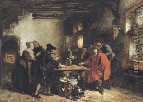 Throwing The Dice Oil Painting - Herman Frederik Carel ten Kate