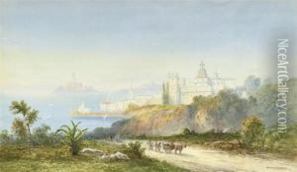 View On A Mediterranean Coastline Oil Painting - Sidney Laurence
