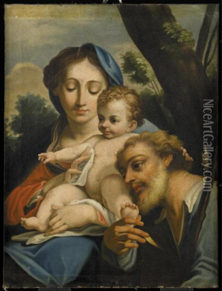 Sacra Famiglia Oil Painting - Carlo Maratta or Maratti