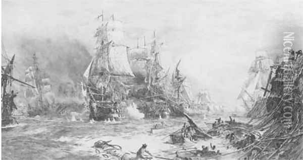 The battle of Trafalgar, 21 October 1805 Oil Painting - William Lionel Wyllie