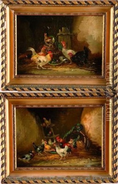 Scenes De Basse-cour (pair) Oil Painting - Claude Guilleminet