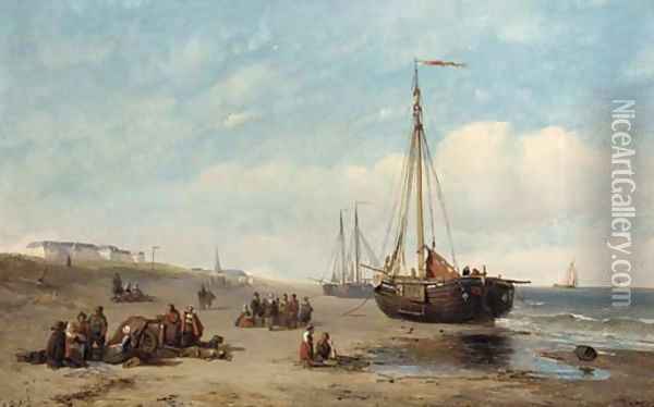 Gossiping on the sands at Scheveningen Oil Painting - Dutch School