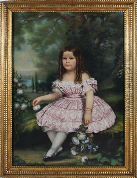 Portrait Of Young Girl Oil Painting - George G. Fish