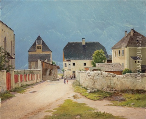 Bei Der Kirche In Taufers Oil Painting - Joseph Langl
