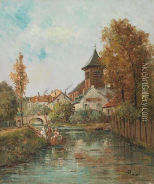 Promenade Sur La Riviere Oil Painting - Gustave Mascart