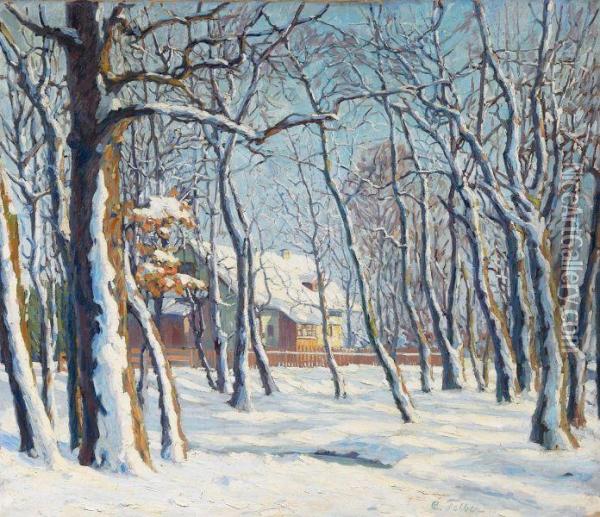 Winter Landscape Oil Painting - Carl Friedrich Felber