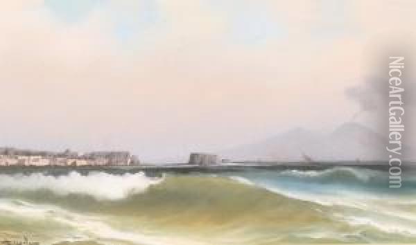 Vesuvius And Italian Coast Oil Painting - Antonio Coppola