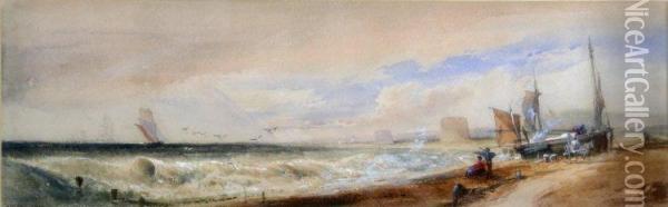 A Stiff Breeze Off The Mumbles Oil Painting - Richard Principal Leitch