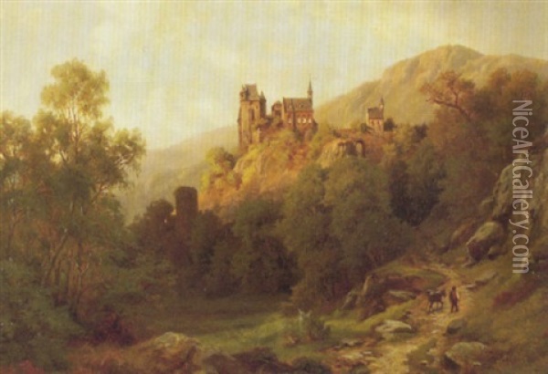 Landschaft Mit Burg Und Kapellen Oil Painting - Guido Hampe