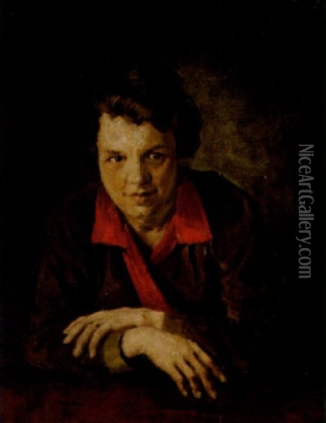 Portratt Av Ung Dam Oil Painting - Akke Kumlien