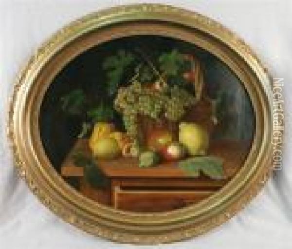 Still Life With Fruit Oil Painting - Michaelangelo Meucci