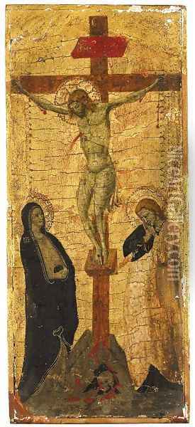 Christ on the Cross with the Virgin and Saint John the Evangelist Oil Painting - Lippo Di Benivieni