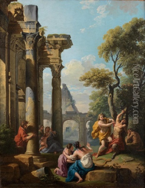 The Flaying Of Marsyas; And The Judgment Of Midas (2) Oil Painting - Giuseppe Zocchi
