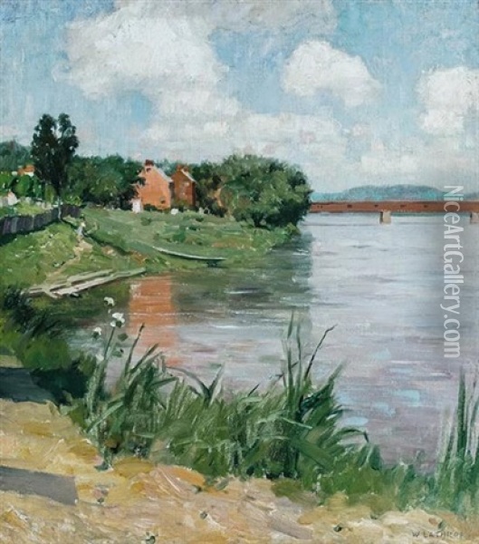 The Covered Bridge Oil Painting - William Langson Lathrop