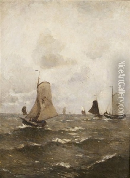 Fischerboote Auf Der Nordsee Oil Painting - German Grobe