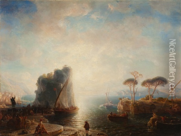 In Erwartung Des Sonnenaufgangs Oil Painting - Baron Jean Antoine Theodore Gudin