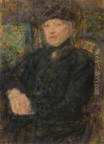 Lady In Black Oil Painting - Olga Boznanska