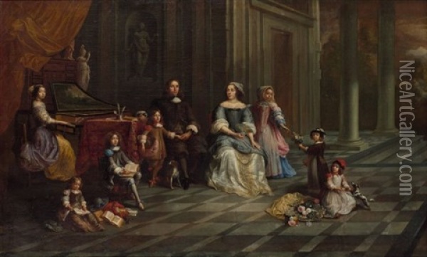 Portrait De La Famille Janssens Oil Painting - Francois Duchatel