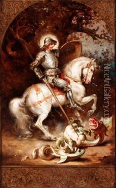 St. George And The Dragon Oil Painting - Daniel Hock