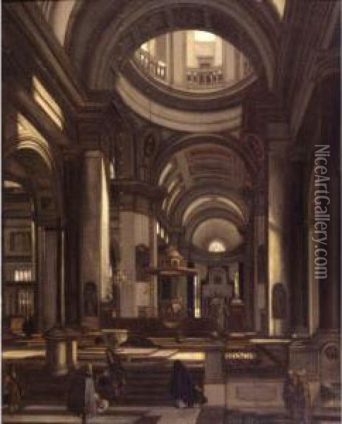 Interior Of A Church Oil Painting - Emanuel de Witte