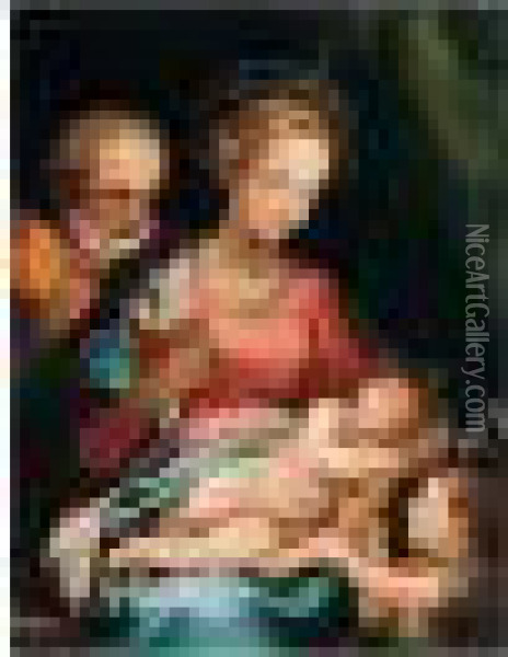 The Holy Family With The Infant Saint John The Baptist Oil Painting - Ventura Salimbeni