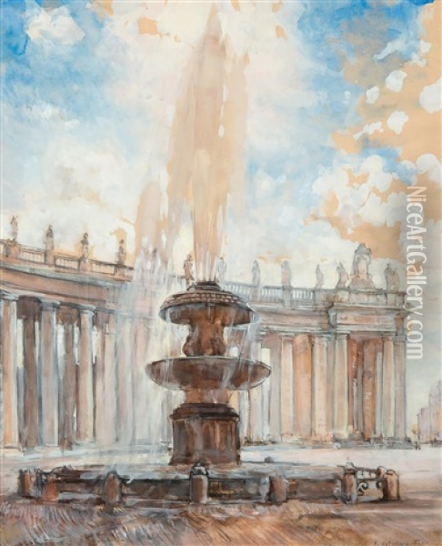 Saint Peter's Square In Rome Oil Painting - Ekaterina Kachura-Falileeva