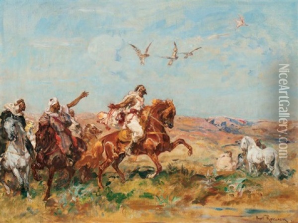 La Chasse Aux Faucons Au Maroc Oil Painting - Henri Emilien Rousseau