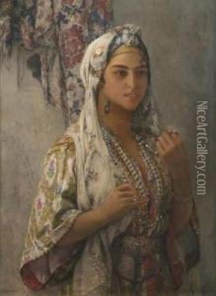Marocaine Aux Bijoux Oil Painting - Louis-Auguste Girardot