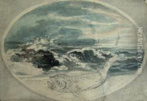 Storm And Fish At Sea Oil Painting - Thomas Bewick