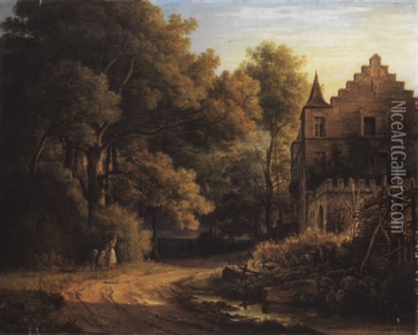 Jagdschloss In Waldlandschaft Oil Painting - Christian Ernst Bernhard Morgenstern