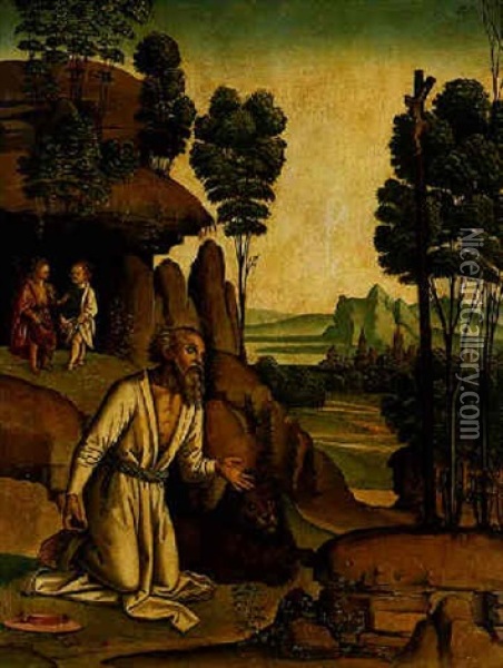 Saint Jerome In The Wilderness Oil Painting - Pietro Perugino