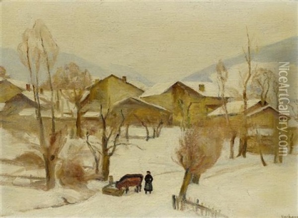 Effet D'hiver Roumaz Oil Painting - Paul Virchaux