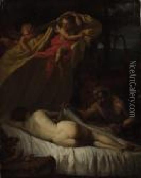 Sleeping Venus With Satyrs Oil Painting - Nicolas Poussin