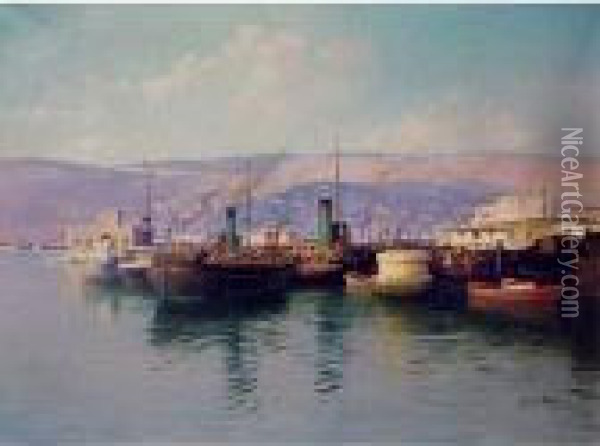 Veduta Di Trieste Oil Painting - Bruno Croatto