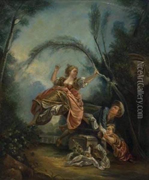 L'escarpolette. Oil Painting - Jean-Honore Fragonard