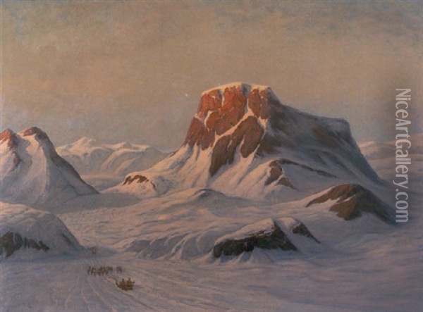 Nordgronlandsk Slaedevej Oil Painting - Emanuel A. Petersen