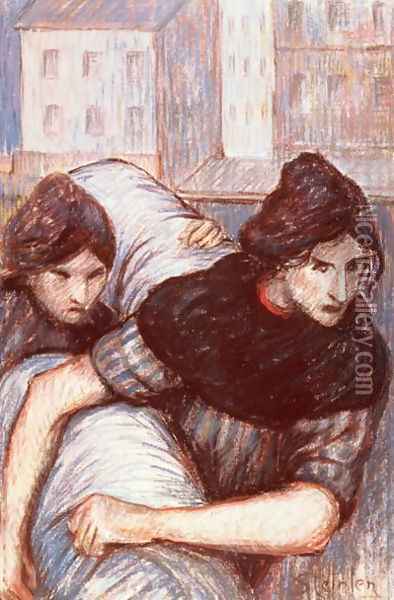 The Laundresses, 1898 Oil Painting - Theophile Alexandre Steinlen